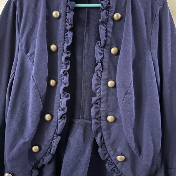 Navy Ruffle Jacket - Picture 3 of 8